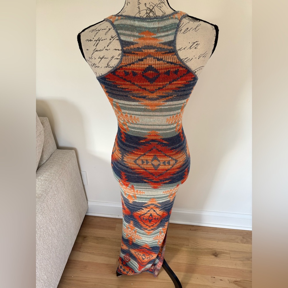 Denim & Supply Ralph Lauren Tribal Print Maxi Dress in Blue, Orange, Red - Picture 9 of 9